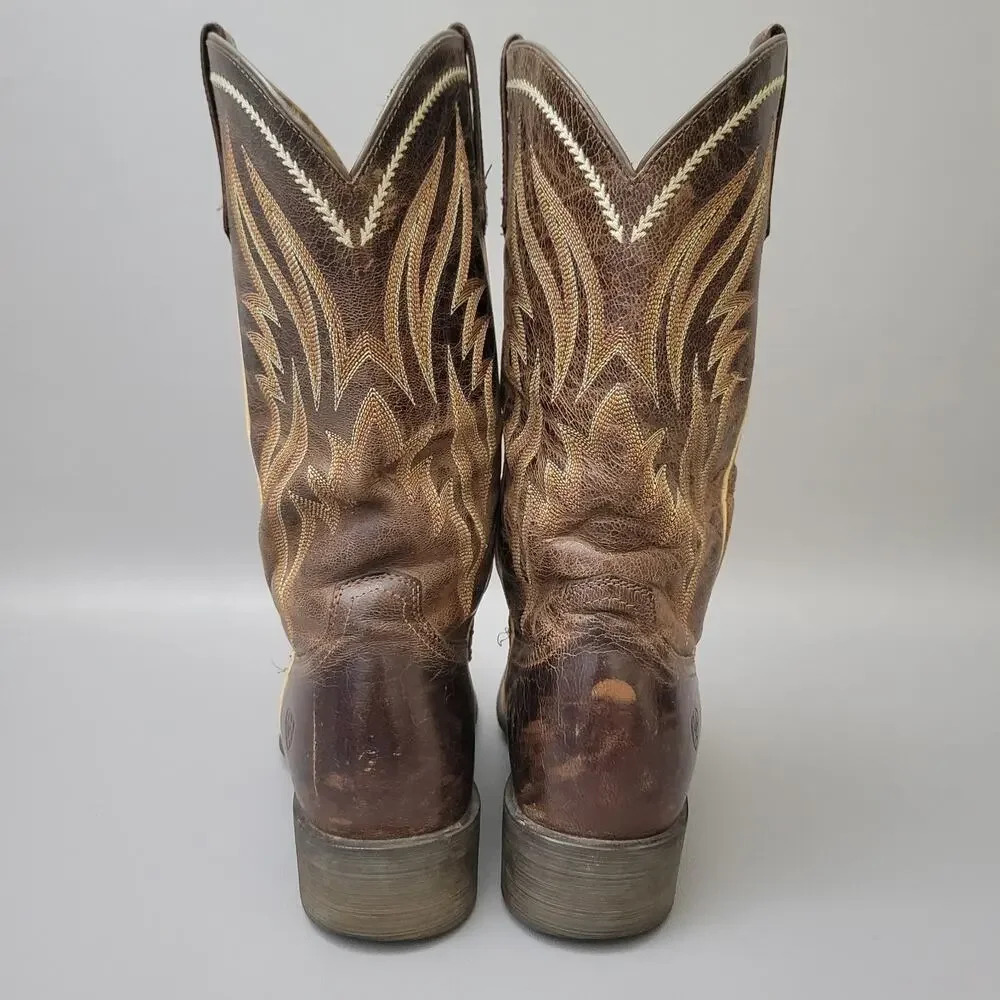 Ariat On Point Womens US 8.5 B Western Boots Brown Leather Mid-Calf